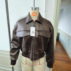 American Retro Faux Leather Pilot Lapel Pocket