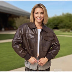 American Retro Faux Leather Pilot Lapel Pocket