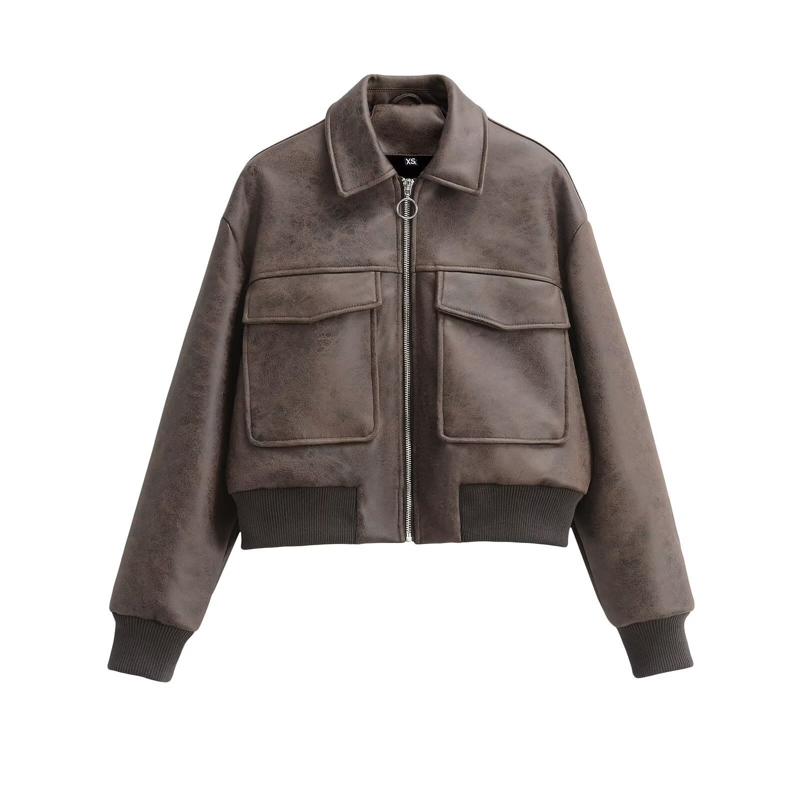 American Retro Faux Leather Pilot Lapel Pocket