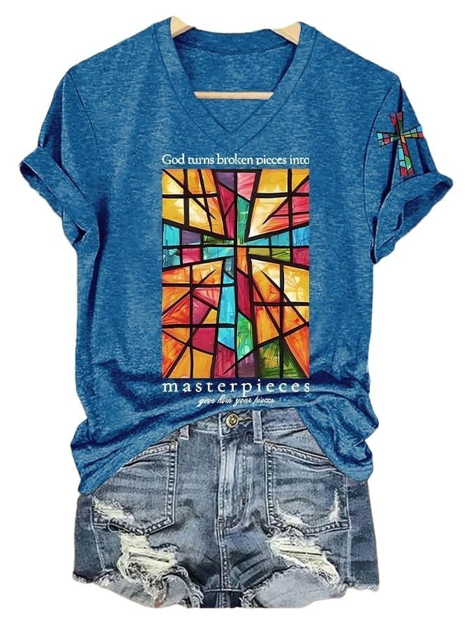 3D Digital Printing Women's V-neck T-shirt