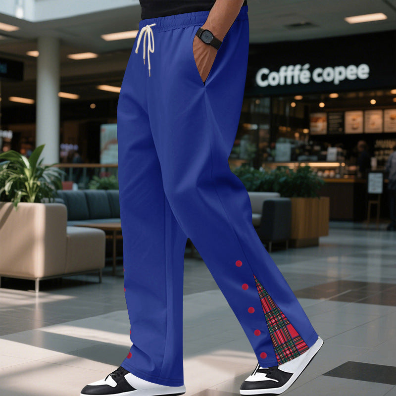 Contrast Color Drawstring No Fly Straight Track Sweatpants